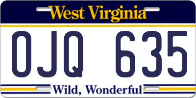WV license plate OJQ635