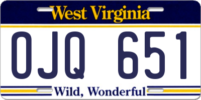 WV license plate OJQ651