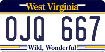 WV license plate OJQ667