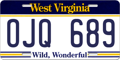 WV license plate OJQ689