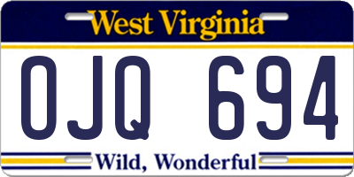 WV license plate OJQ694