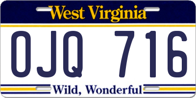 WV license plate OJQ716