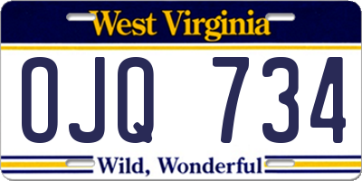 WV license plate OJQ734