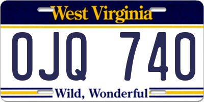 WV license plate OJQ740