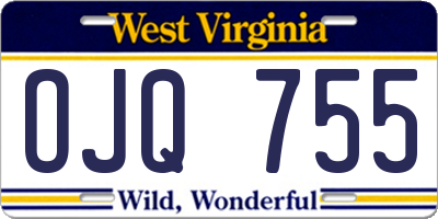 WV license plate OJQ755