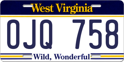 WV license plate OJQ758