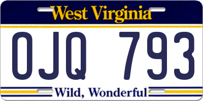 WV license plate OJQ793