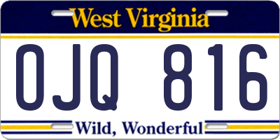 WV license plate OJQ816