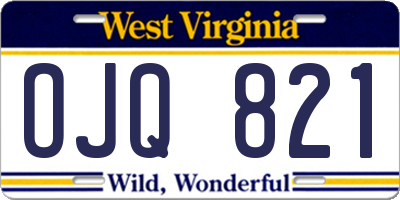 WV license plate OJQ821