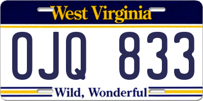WV license plate OJQ833