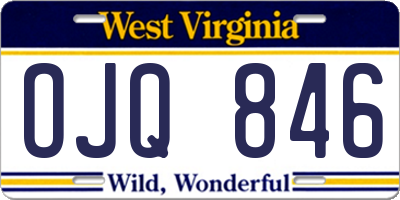 WV license plate OJQ846