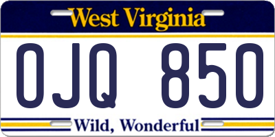 WV license plate OJQ850