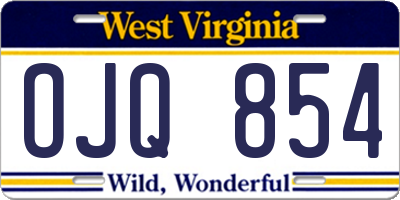 WV license plate OJQ854
