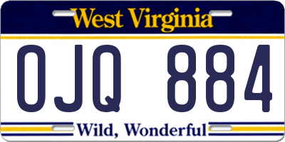WV license plate OJQ884