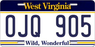 WV license plate OJQ905