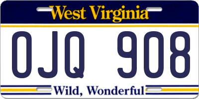 WV license plate OJQ908