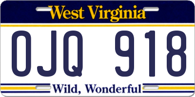 WV license plate OJQ918