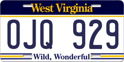 WV license plate OJQ929