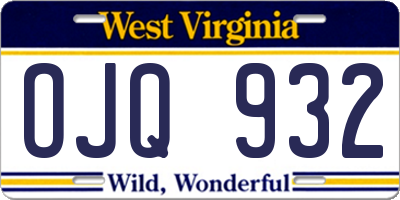 WV license plate OJQ932