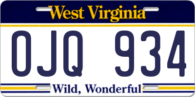 WV license plate OJQ934