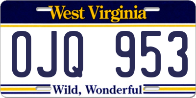 WV license plate OJQ953