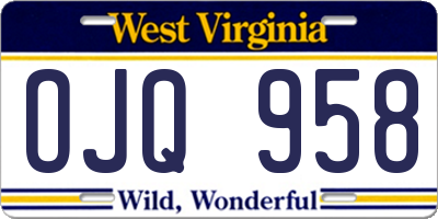 WV license plate OJQ958