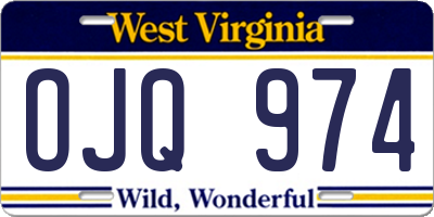WV license plate OJQ974