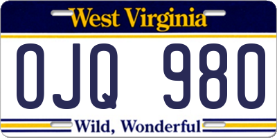 WV license plate OJQ980