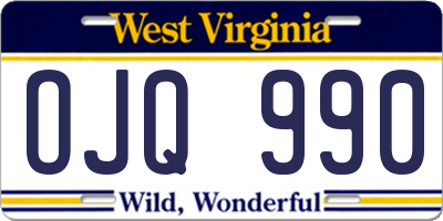 WV license plate OJQ990