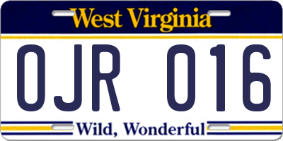 WV license plate OJR016