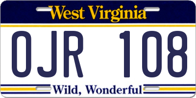 WV license plate OJR108