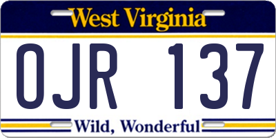 WV license plate OJR137
