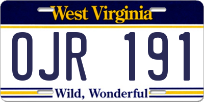 WV license plate OJR191