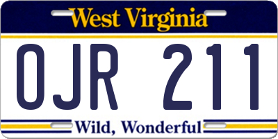 WV license plate OJR211