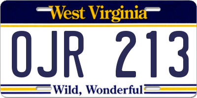 WV license plate OJR213