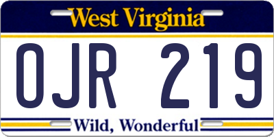 WV license plate OJR219