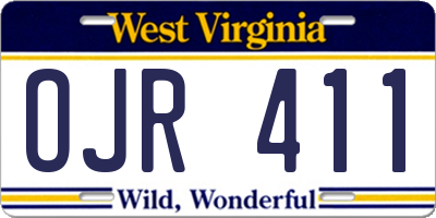WV license plate OJR411