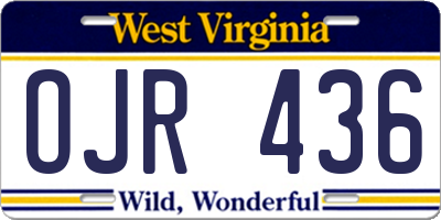 WV license plate OJR436