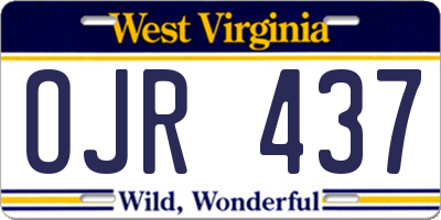 WV license plate OJR437