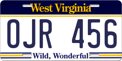 WV license plate OJR456