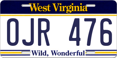 WV license plate OJR476