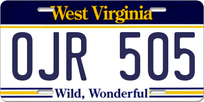 WV license plate OJR505