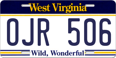 WV license plate OJR506