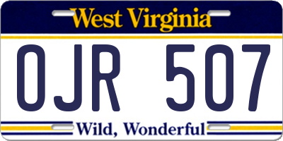 WV license plate OJR507