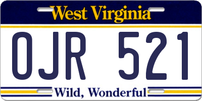WV license plate OJR521