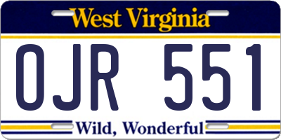 WV license plate OJR551