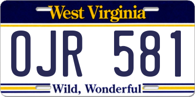 WV license plate OJR581