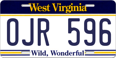 WV license plate OJR596