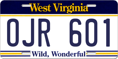 WV license plate OJR601