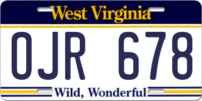 WV license plate OJR678